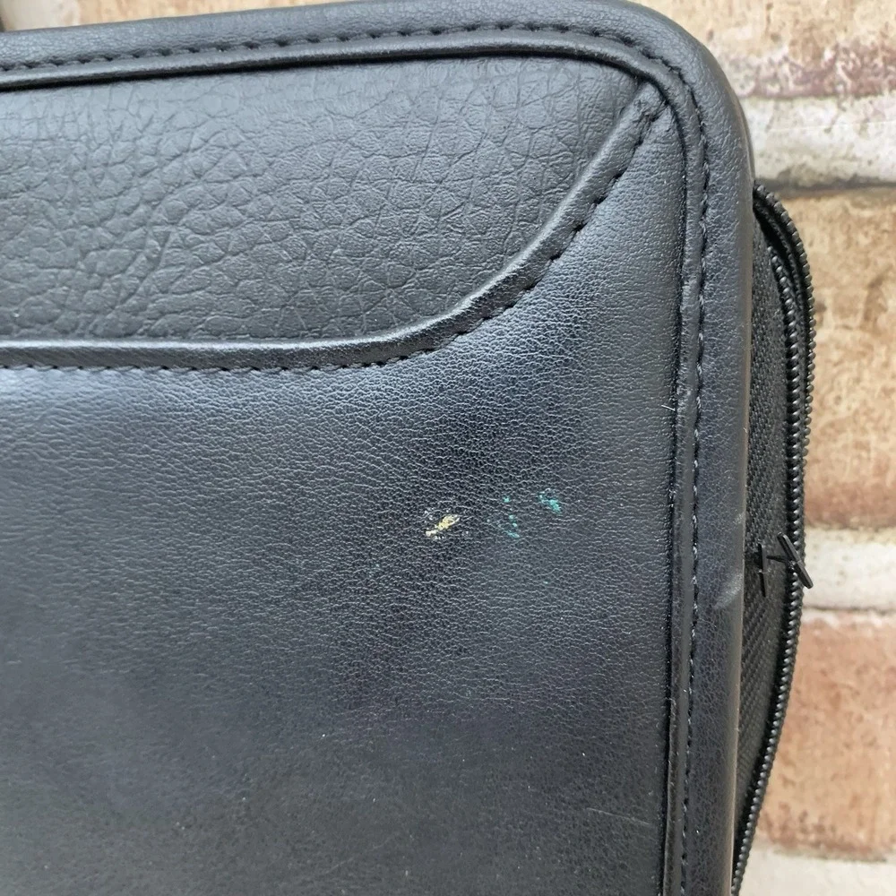 Avenues Portfolio Briefcase Bag Black Faux Leather‎ Retractable Handle Travel